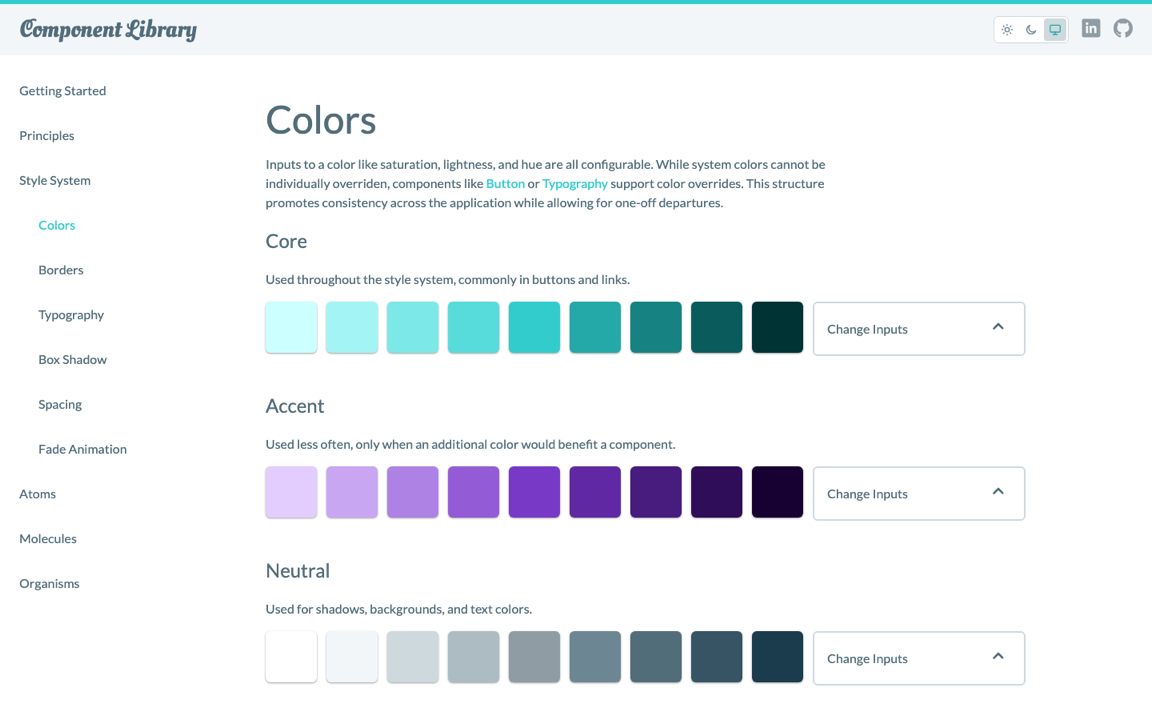Screenshot of Component Library
