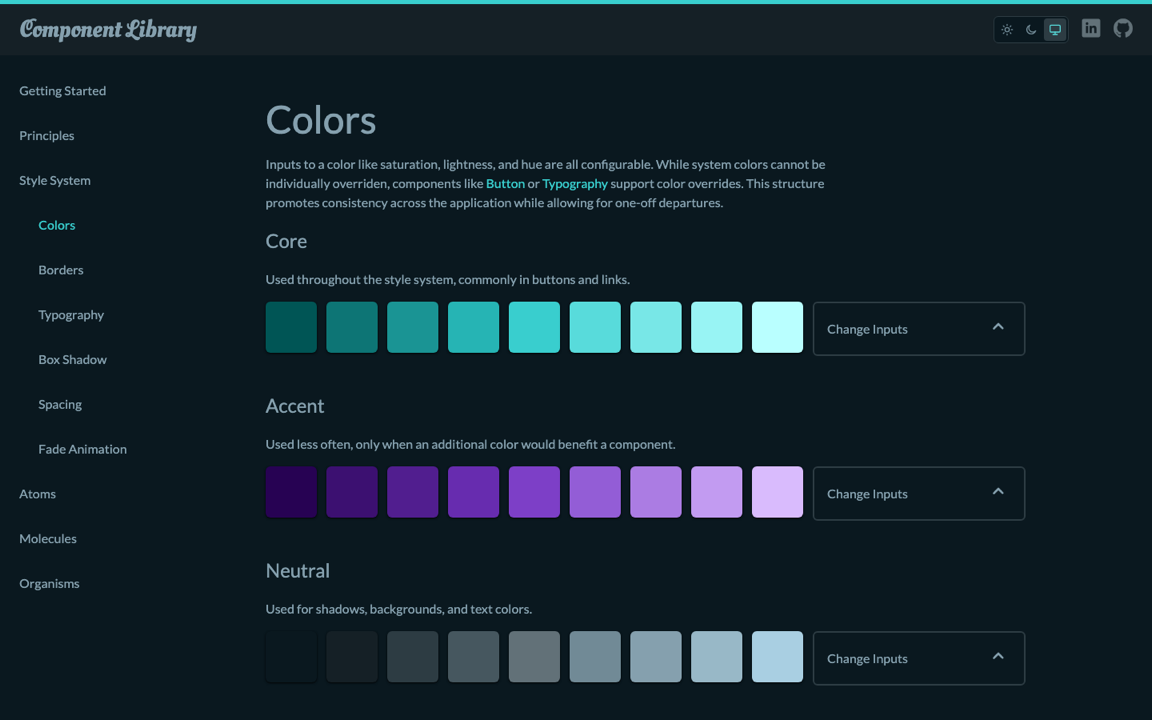 Screenshot of Component Library